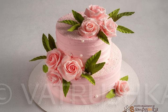 Торт Свадебный Розы розовый 0